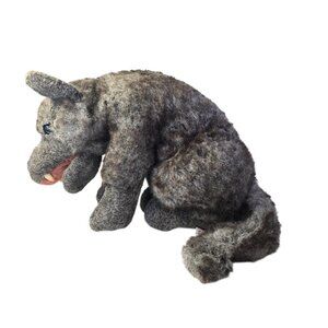 Folkmanis Big Bad Wolf Hand Puppet Plush Stuffed Animal Gray FolkTails Blue Eyes